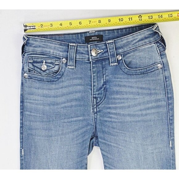 True Religion Size 27X34 Womens Becca Mid Rise Bootcut Blue Denim 5 Pocket Jeans - Picture 4 of 12